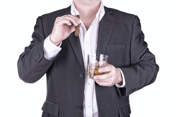 Close up on man drinking and smoking - Фото, зображення