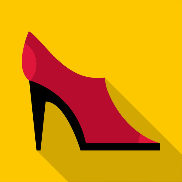 Red shoe icon, flat style - Vector, Image