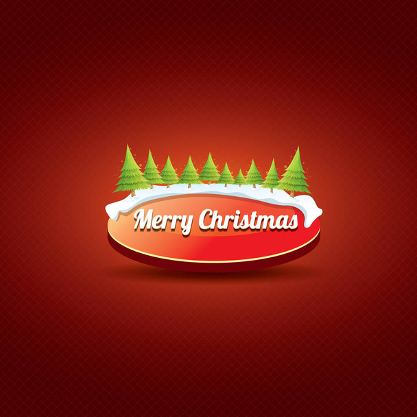 Christmas vector red button with christmas tree - Vector, Image
