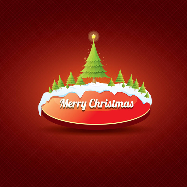 Christmas vector red button with christmas tree - Vector, Image