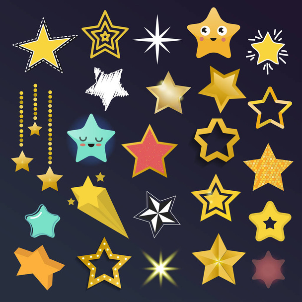 Ensemble d'icônes étoiles brillantes dans un style différent
 - Vecteur, image