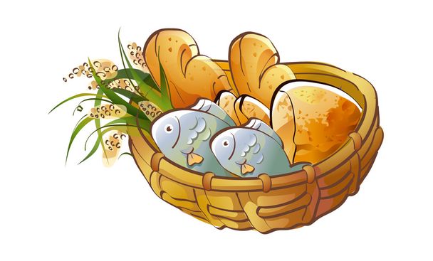 Basket with food - Vector, Image