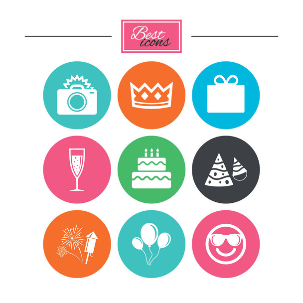 Birthday party icons set - Vektor, kép