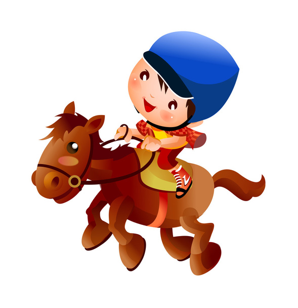 chłopiec na koniu - Wektor, obraz