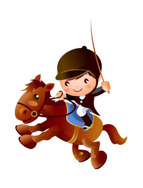 jongen op paard - Vector, afbeelding