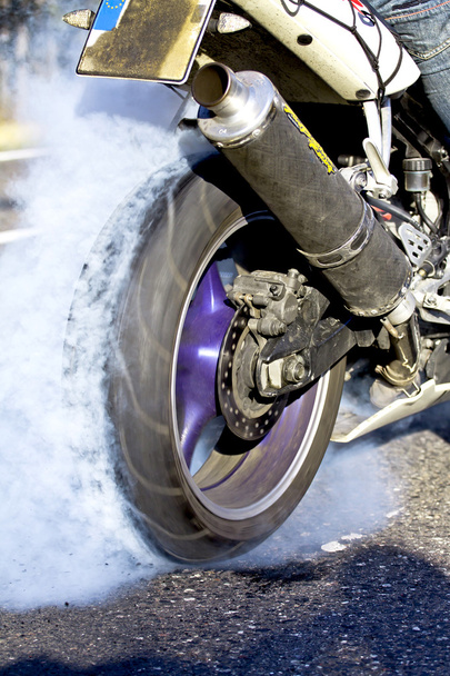 Motorbike - Smoking Tire - Photo, Image