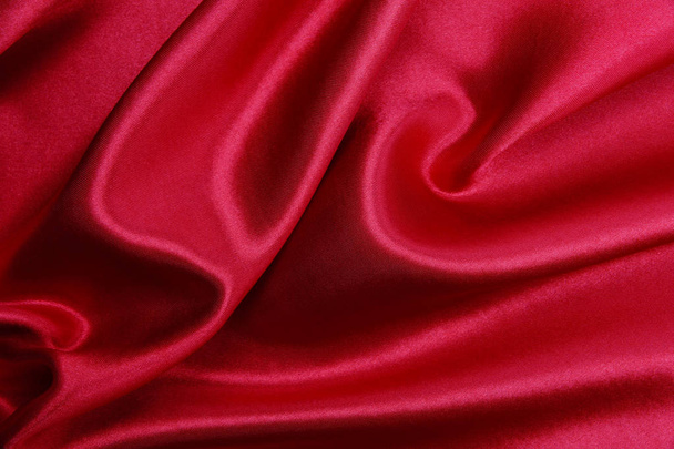 Smooth elegant red silk or satin luxury cloth texture as abstrac - Foto, afbeelding