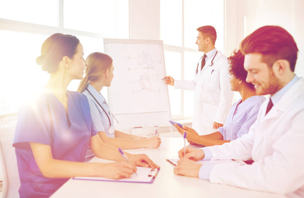 group of doctors on presentation at hospital - Фото, изображение