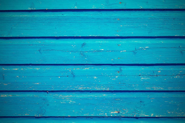 old wooden board texture background bright blue color - Photo, Image