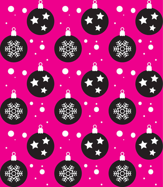 Noel topları ve kar taneleri seamless modeli. Mutlu Noeller ve mutlu yeni yıl tebrik kartı için vektör çizim. Kış tatil dekorasyon. 2017 Dikişsiz desen, duvar kağıdı, şablon, kartları - Vektör, Görsel