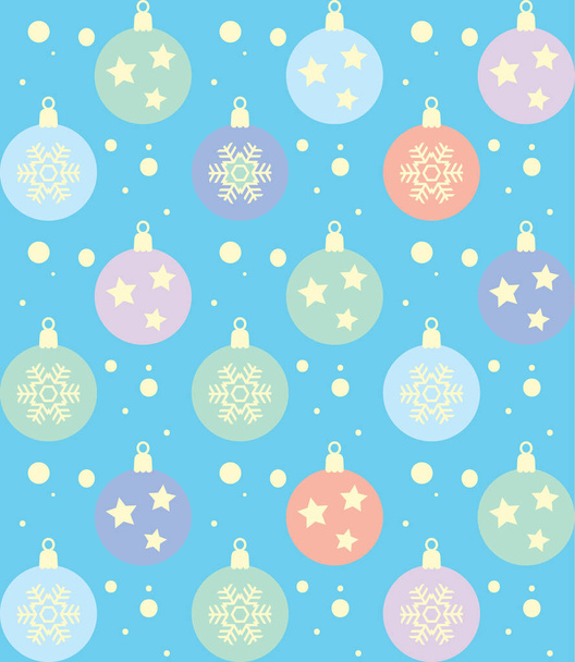 Noel topları ve kar taneleri seamless modeli. Mutlu Noeller ve mutlu yeni yıl tebrik kartı için vektör çizim. Kış tatil dekorasyon. 2017 Dikişsiz desen, duvar kağıdı, şablon, kartları - Vektör, Görsel