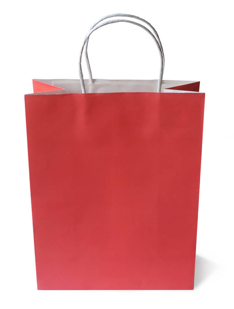 Красный бумажный пакет, изолированный
 - Фото, изображение