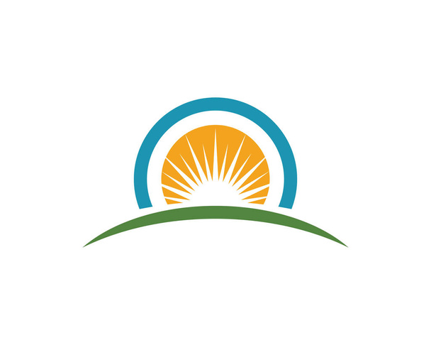 Modèle de logo d'icône vectorielle Soleil sur l'horizon - Vecteur, image