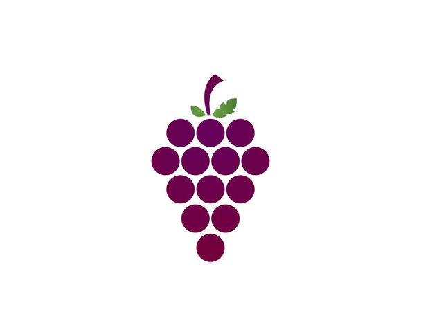 Bouquet de raisins à vin avec icône de feuille pour les applications alimentaires et les sites Web - Vecteur, image