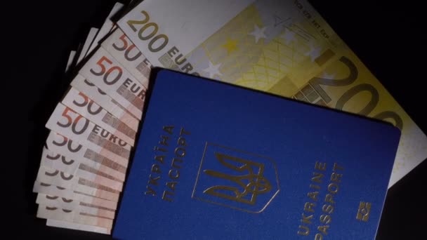 dinero y pasaporte sobre la mesa
 - Metraje, vídeo