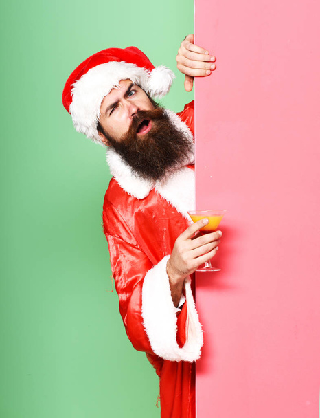 surprised bearded santa claus man - Photo, Image