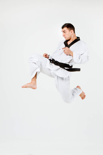 The karate man with black belt - Фото, зображення