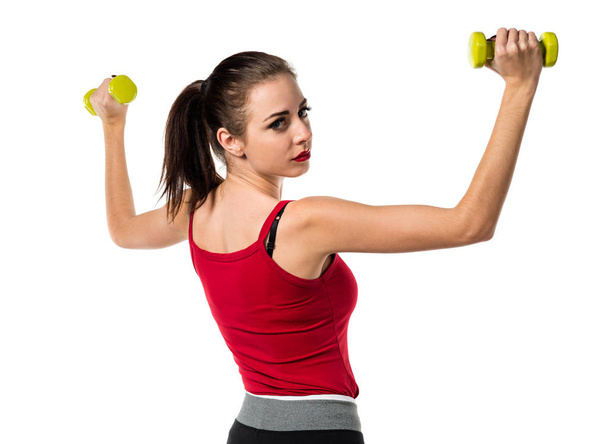 Pretty sport woman making weightlifting - Foto, imagen