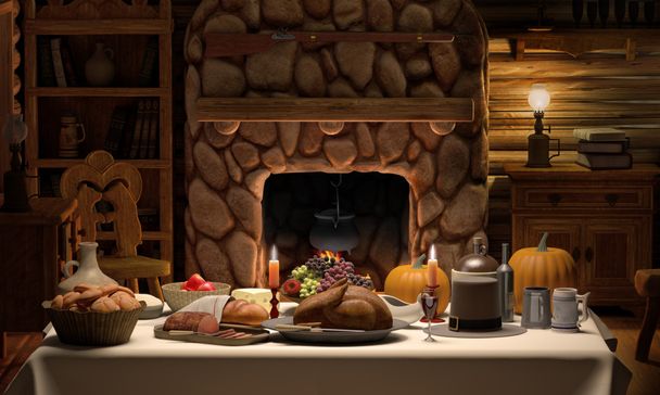 thanksgving καμπίνα δείπνο - Φωτογραφία, εικόνα