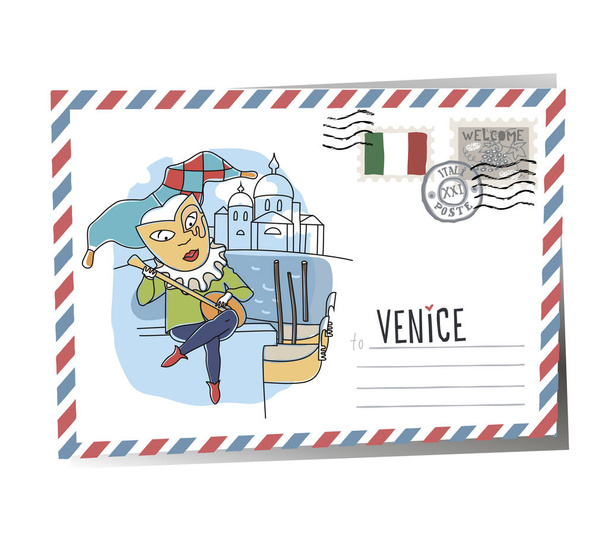 Kartu pohlednice Benátky vektor - Vektor, obrázek