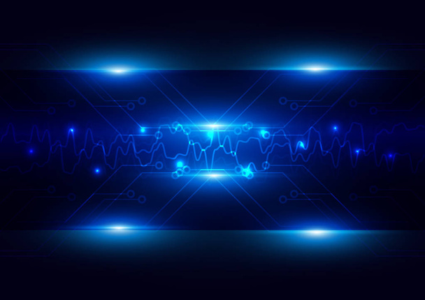 Circuito futurista abstracto con tecnología de iluminación azul oscuro c
 - Vector, imagen