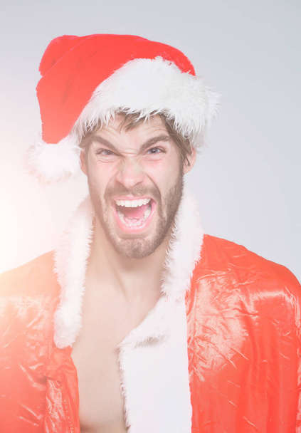 Handsome shouting santa man - Φωτογραφία, εικόνα
