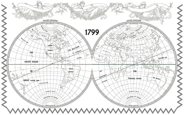 Vector old globe with nymphs - Vector, Image