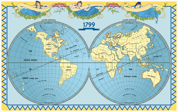 Vektor alter Globus mit Nymphen - Vektor, Bild