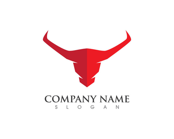 赤い牛の牡牛のロゴのテンプレートのアイコンのイラスト - ベクター画像