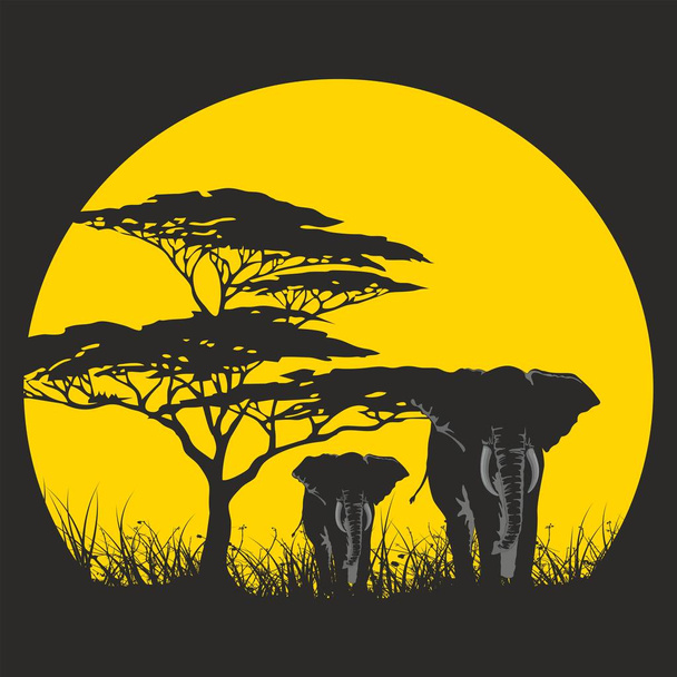  Güneş Afrika doğa - Vektör, Görsel