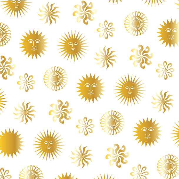 padrão de sóis de ouro
 - Vetor, Imagem