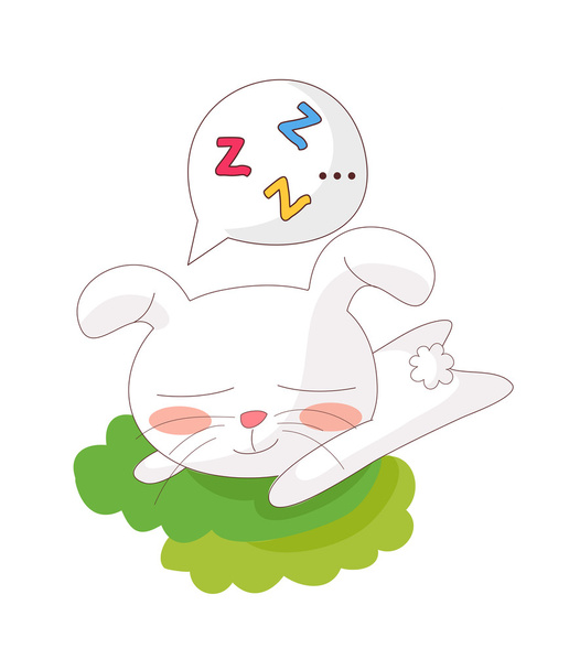 biały królik śpi - Wektor, obraz