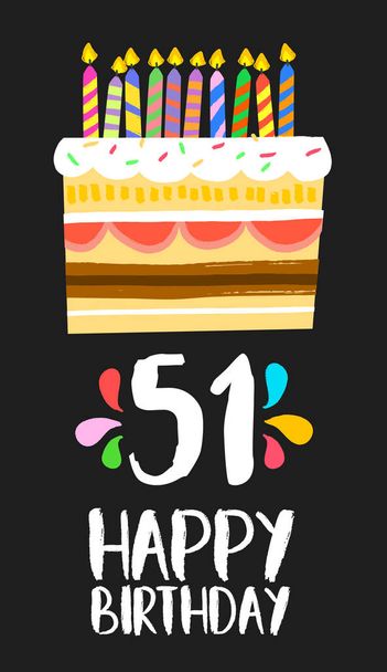 Carte d'anniversaire 51 cinquante et un ans gâteau
 - Vecteur, image