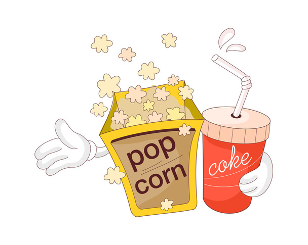 Popcorn and cola - Vector, Image