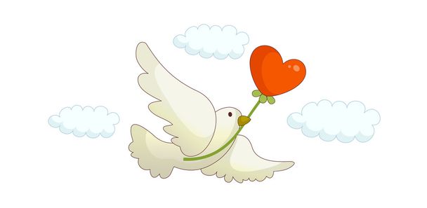 White dove and heart - Vector, Image