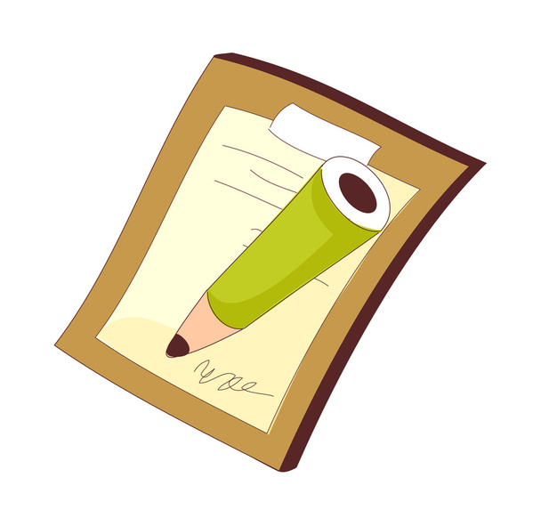 Зеленый карандаш и бумага
 - Вектор,изображение