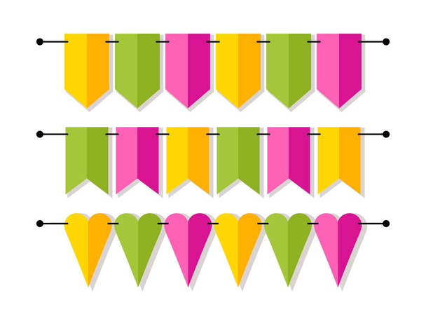colored flags and hearts in form of garlands - Vector, Image