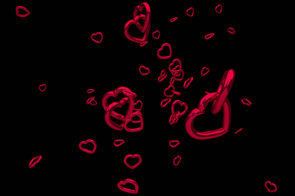 numerous hovering, glossy, red hearts - Foto, immagini