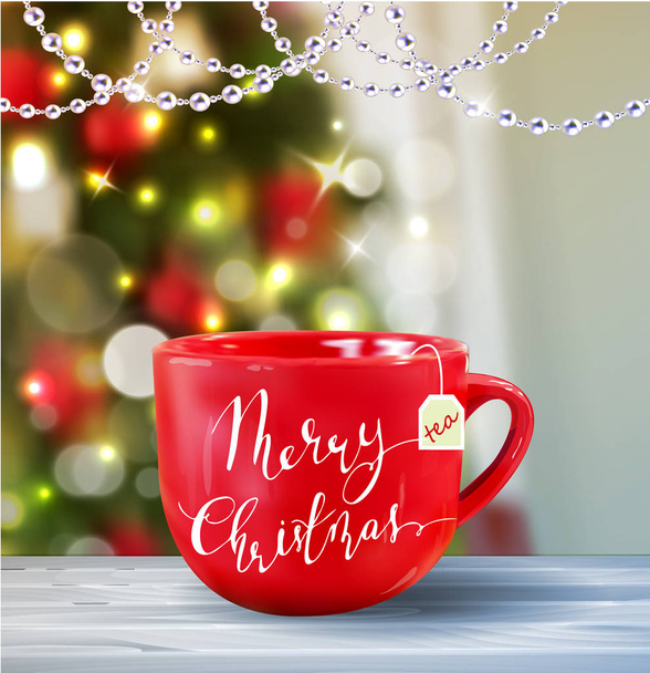 Background with Christmas tea - Διάνυσμα, εικόνα