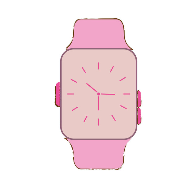 Pink klasszikus analóg óra hordható technológia - Vektor, kép