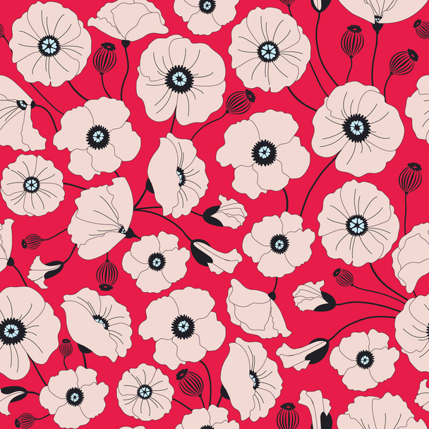Colorful seamless pattern with poppies. Abstract illustration. EPS 8 - Vector, Image