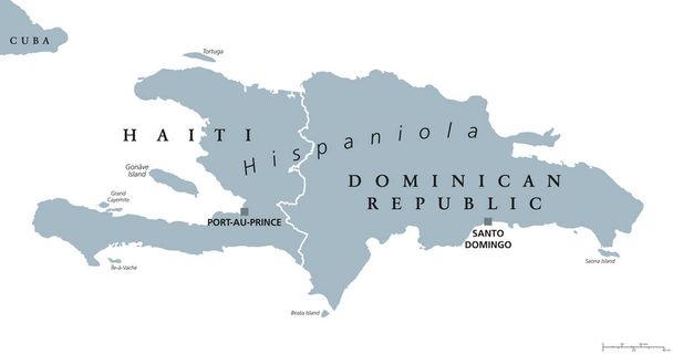 Hispaniola politikai megjelenítése Haiti és a Dominikai Köztársaság - Vektor, kép