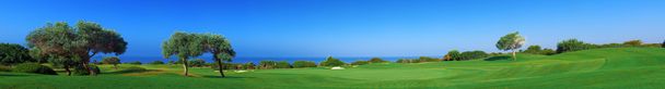 Panorama du terrain de golf, de la mer et des olives
 - Photo, image