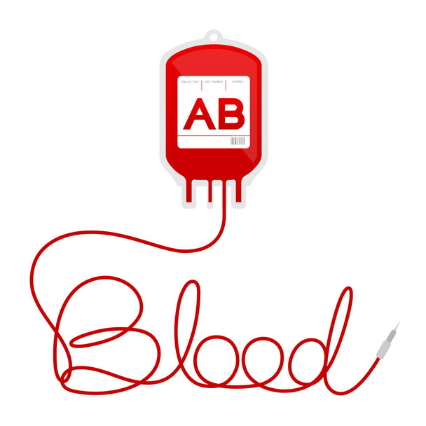 Krwi torebka typu Ab czerwony kolor i krwi tekst z przewodu - Wektor, obraz