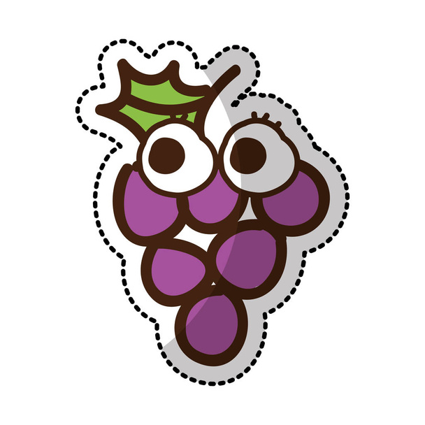 grapes fruit character comic icon - Vector, Image