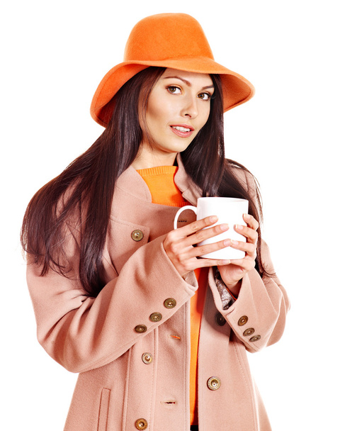 Woman wearing overcoat and hat. - Photo, image