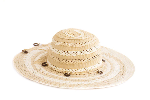 Letni kapelusz na białym tle - Zdjęcie, obraz