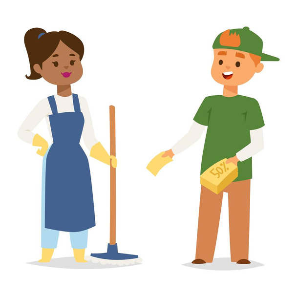 Cleaners people vector character. - Vector, Image
