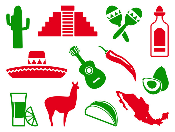 Conjunto de ícones mexicano - Vetor, Imagem