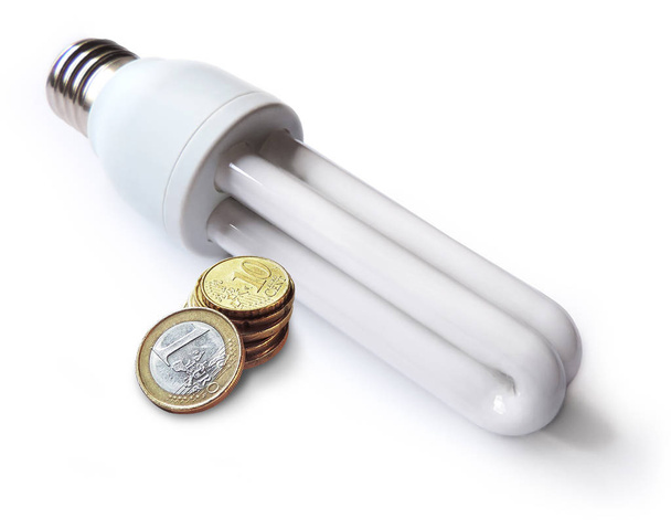 Lâmpada de poupança de energia ou lâmpada
 - Foto, Imagem
